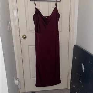 Burgundy Cowl Neck Maxi Dress
